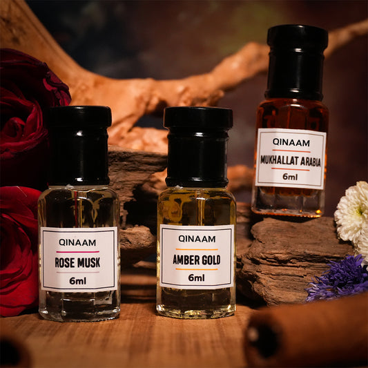 Compliment Getting Combo Set - Pack of 3 | Mukhallat Arabia | Rose Musk | Amber Gold
