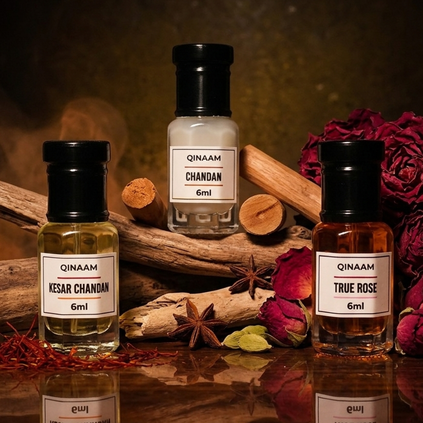Classic Chandan Attars Combo Set - Pack of 3 | Chandan | True Rose | Kesar Chandan