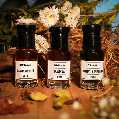 Traditional Indian Attars Combo Set - Pack of 3 | Shamama Elite | Majmua | Jannat - e - firdaus