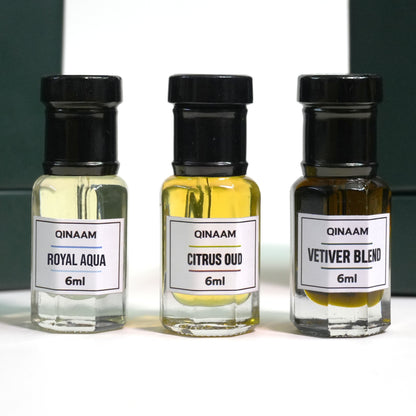 Premium Summer Combo Set - Pack of 3 | Vetiver Blend | Citrus Oud | Royal Aqua