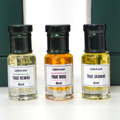 Floral Attars Combo Set - Pack of 3 | True Jasmine | True Rose | True Kewra