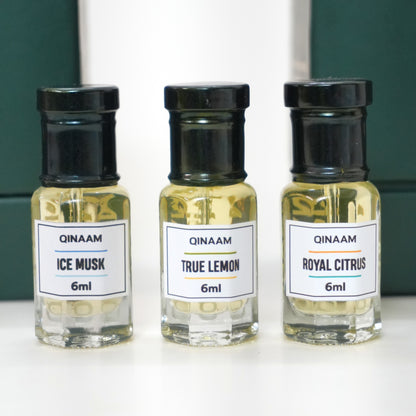 Summer Attars Combo Set - Pack of 3 | Ice Musk | True Lemon | Royal Citrus